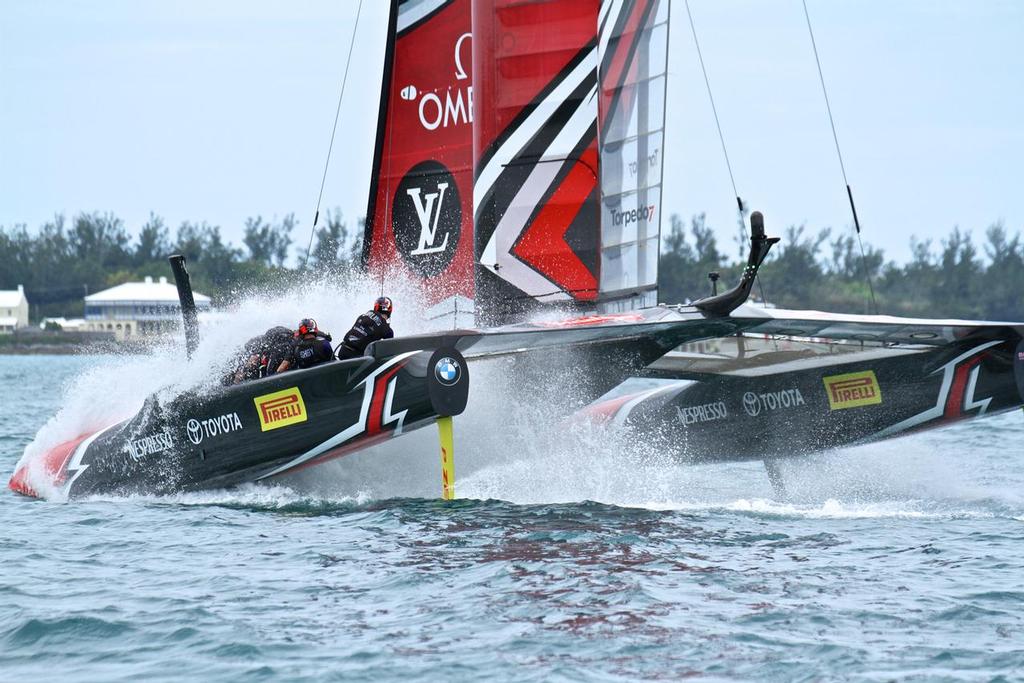 Emirates Team NZ dips in after rounding the top mark - Race 6 - America's Cup 2017, June 24, 2017 - Great Sound Bermuda photo copyright Richard Gladwell www.photosport.co.nz taken at  and featuring the  class