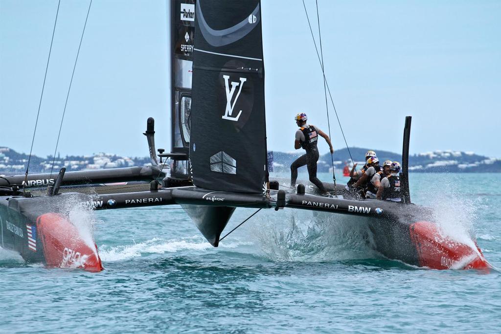 Oracle Team USA finishes Race 6  - America's Cup 2017, June 24, 2017 - Great Sound Bermuda photo copyright Richard Gladwell www.photosport.co.nz taken at  and featuring the  class