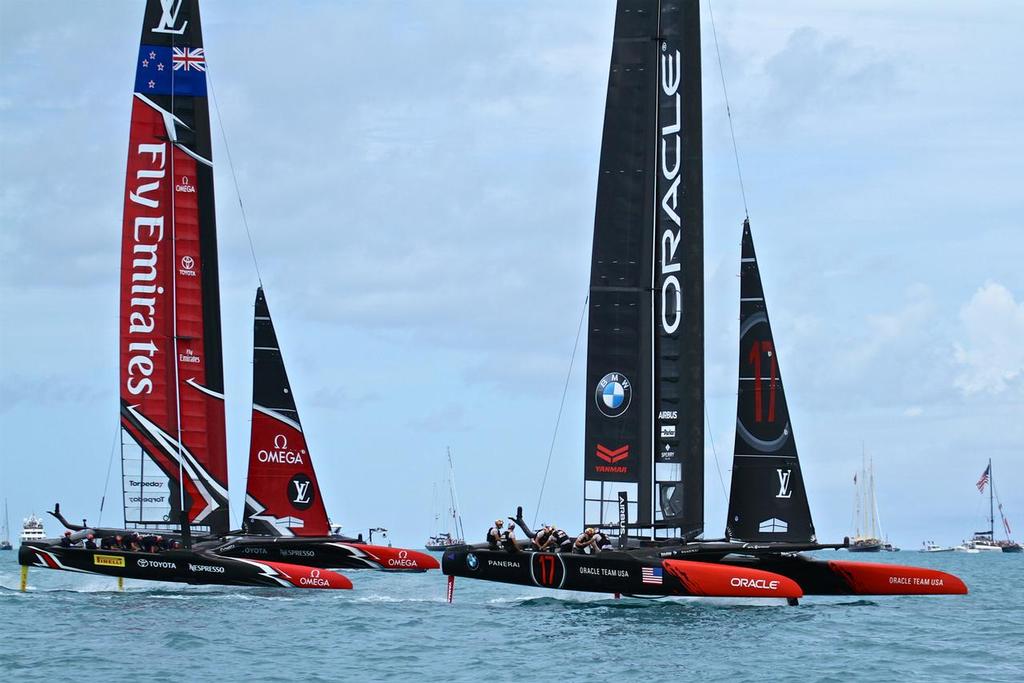 Emirates Team New Zealand and Oracle Team USA - Race 5 Leg 1 - Match, Day  3 - 35th America's Cup  - Bermuda  June 24, 2017 photo copyright Richard Gladwell www.photosport.co.nz taken at  and featuring the  class