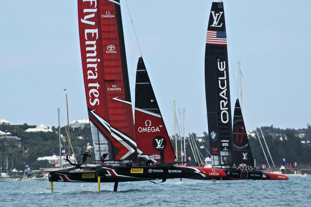 Emirates Team New Zealand - Match, Day  3 -Burling sprints in a tack - Race 6 - 35th America's Cup  - Bermuda  June 24, 2017 photo copyright Richard Gladwell www.photosport.co.nz taken at  and featuring the  class
