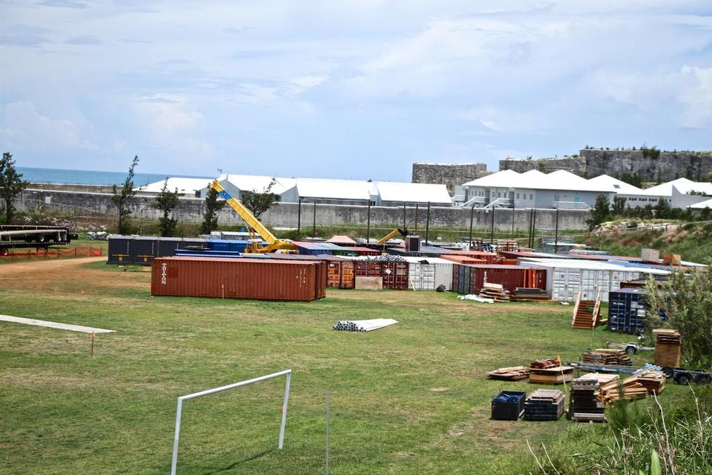 Container base backs onto Bermuda's prison - Bermuda, June 28, 2017 © Richard Gladwell www.photosport.co.nz