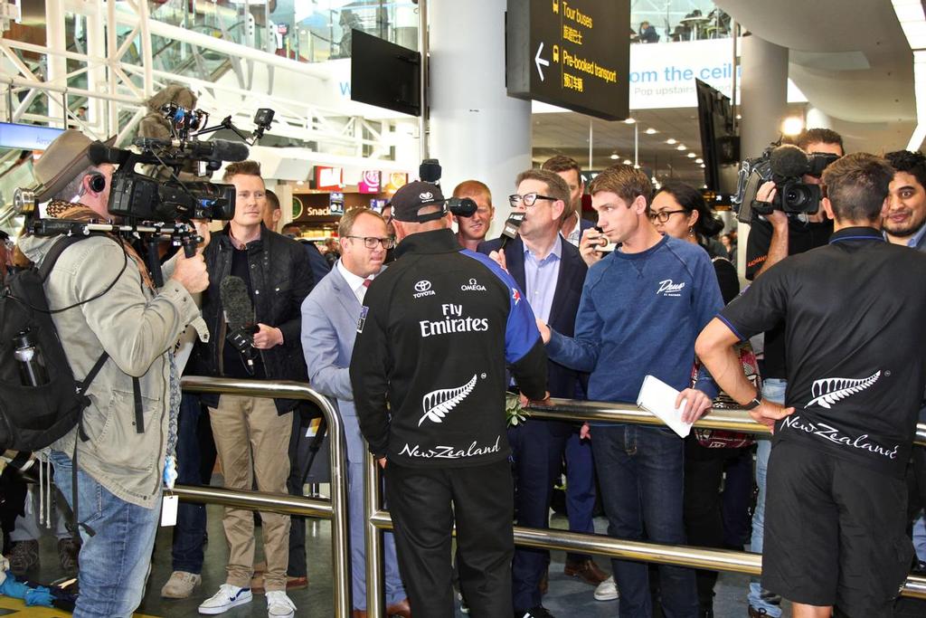 Media interviews - Emirates Team New Zealand - Arrival in Auckland,   July 5, 2017 © Richard Gladwell www.photosport.co.nz