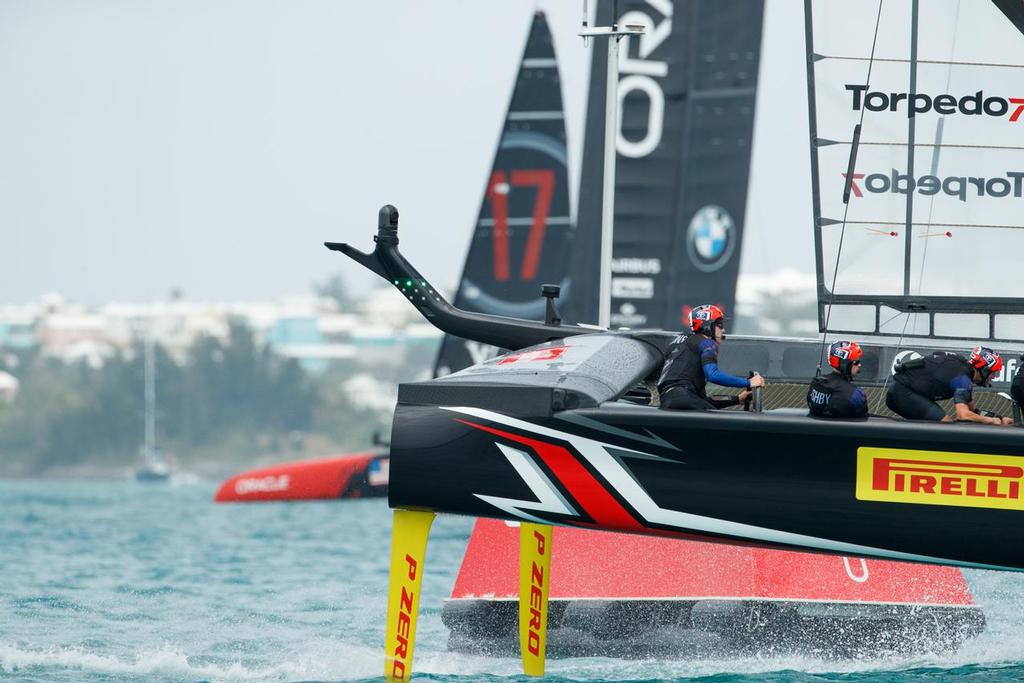 03/06/17 Emirates Team New Zealand sailing on Bermuda's Great Sound in the Louis Vuitton America's Cup Qualifiers <br />
Round Robin 2 - Race 12 - Oracle Team USA (USA)  vs. Emirates Team New Zealand (NZL) <br />
 <br />
Copyright: Richard Hodder / Emirates Team New Zealand © Richard Hodder/Emirates Team New Zealand