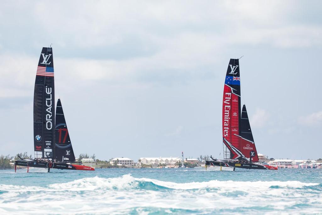 Louis Vuitton America's Cup Match Racing Day 1. Emirates Team New Zealand vs. Oracle Team USA races 1 & 2.  © Richard Hodder/Emirates Team New Zealand