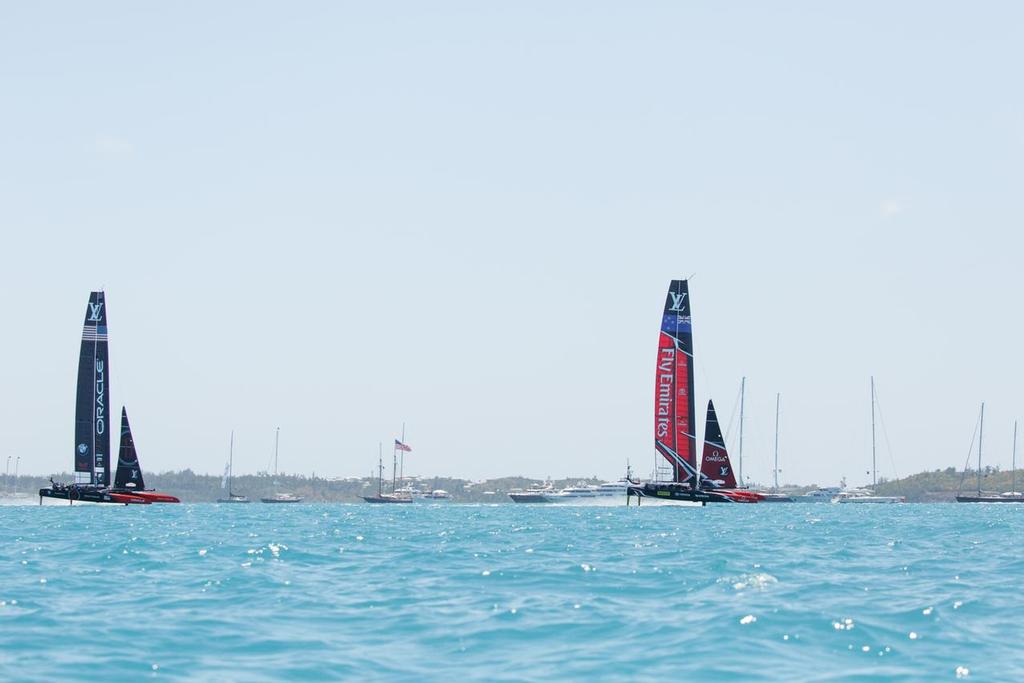 Louis Vuitton America's Cup Match Racing Day 2. Emirates Team New Zealand vs. Oracle Team USA races 3 & 4. photo copyright Richard Hodder/Emirates Team New Zealand taken at  and featuring the  class