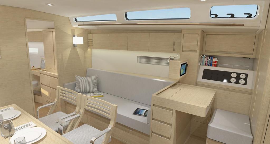 Full nav desk in the version without the separate shower room aft. - New X49 © X-Yachts