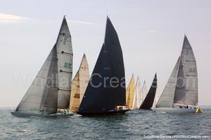 NINE 12mRs with formula designs spanning 1958 – 1986 shared one starting line at MetreFest Newport 2017 photo copyright  SallyAnne Santos / WindlassCreative.com taken at  and featuring the  class