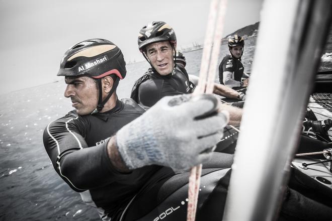 Oman Air Sailing Team skippered by Phil Robertson with team mates Pete Greenhalgh, Ed Smyth, Nasser Al Mashari and James Wierzbowski - 2017 Extreme Sailing Series Barcelona Act 4  © Lloyd Images http://lloydimagesgallery.photoshelter.com/