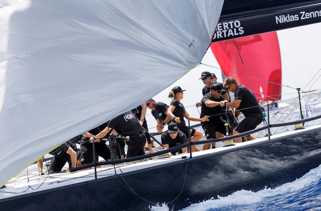 The day’s winners, Rán Racing were clipped by Alegre in Race 3.- Puerto Portals 52 Super Series Sailing Week © Nico Martinez / 52 Super Series http://www.52superseries.com/