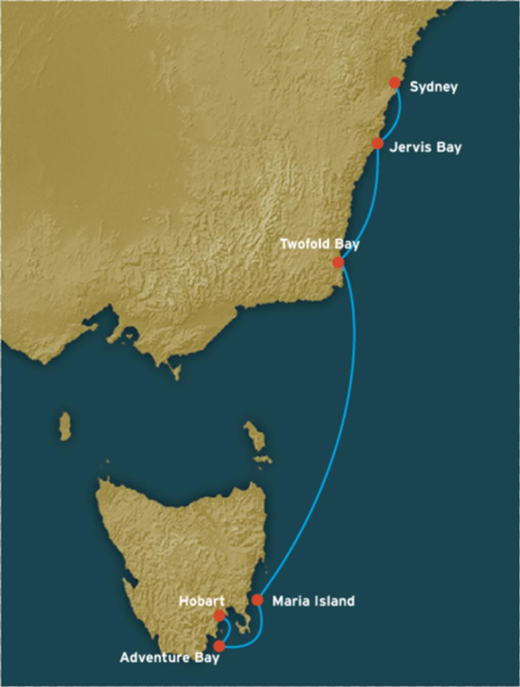 Sydney to Hobart Race cruise key spots © SW