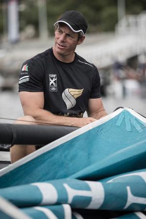 Act 6, Extreme Sailing Series Madeira Islands 2016 – Day 2 – Oman Air's mainsail trimmer, Pete Greenhalgh, says he and the rest of the crew are eager to get on the water tomorrow. photo copyright Lloyd Images http://lloydimagesgallery.photoshelter.com/ taken at  and featuring the  class