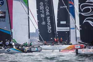 Fifteen boats on a reaching start makes the first few seconds absolutely critical  - M32 World Championship 2017 photo copyright  Anton Klock / M32 World taken at  and featuring the  class