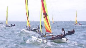 Hobie Dragoons Beating – Hobie 2017 MultiWorlds photo copyright Simon Butterworth taken at  and featuring the  class