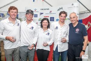 L-R USA Youth Team: Connor Needham, Jimmy Kennedy, Hannah Polster, Brooks Daley, and David Franks (Cowes Etchells Fleet Class Captain). - The Gertrude Cup 2017 photo copyright Sportography.tv taken at  and featuring the  class