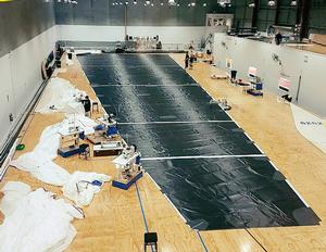 Black Jack's new mainsail under construction at North Sails. Check out the square top! photo copyright Black Jack Yachting http://www.blackjackyachting.com taken at  and featuring the  class