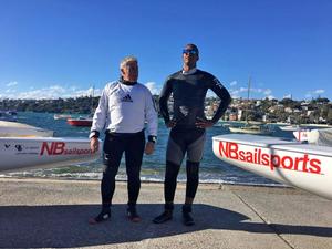Rob McMillan with Rockal Evans from Bermuda, who has just started training at the Sydney based Finn Academy photo copyright  Robert Deaves taken at  and featuring the  class