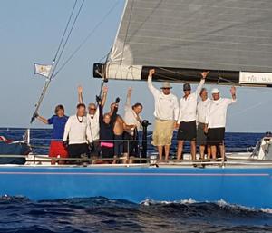Medicine Man giving a wave at their dawn finish  - 2017 Transpac Race photo copyright Betsy Crowfoot/Ultimate Sailing taken at  and featuring the  class