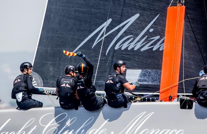 Day 2 – Pierre Casiraghi's Malizia - Yacht Club de Monaco crew call a protest at Copa del Rey MAPFRE © Jesus Renedo / GC32 Racing Tour