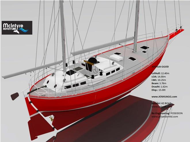 3D render of the 40ft  Joshua Class yacht adopted for the 2022 Golden Globe Race. The first production yacht will be unveiled at the start of the 2018 Golden Globe Race in Plymouth next June. © Golden Glob Race