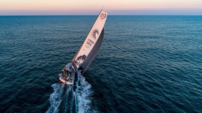 Leg Zero, Plymouth - Saint Malo – Drone shots of the start on board Turn the Tide on Plastic – Volvo Ocean Race ©  Jeremie Lecaudey / Volvo Ocean Race