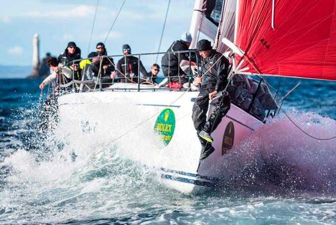 Lady Mariposa pushes hard on the return leg from Ireland to Plymouth – Rolex Fastnet Race © Quinag