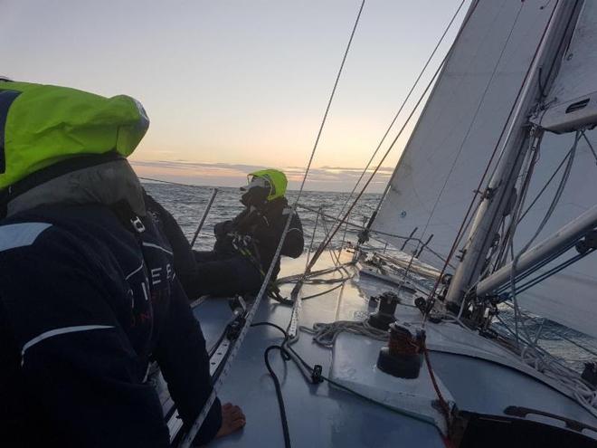 Meanwhile, life on board Scaramouche, the Frers 45 sailed by the Greig City Academy where the young team who have only been sailing for two years have been enjoying some good offshore racing and even managed an interview with ITN!  © Greig City Academy