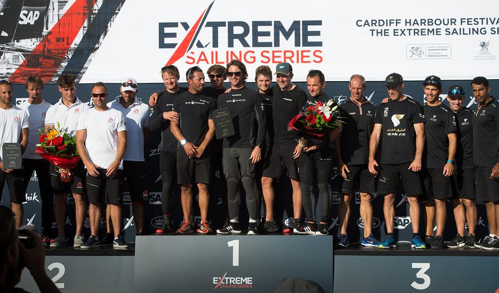 2017 Extreme Sailing Series™ Act 6, Cardiff, prize giving ceremony. ©  Vincent Curutchet