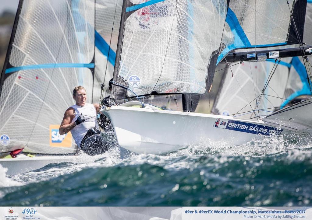 Saskia Tidey (GBR) - Race Day 3, 49erFx Worlds, Porto, Portugal photo copyright Maria Muina/Sailingshots taken at  and featuring the  class