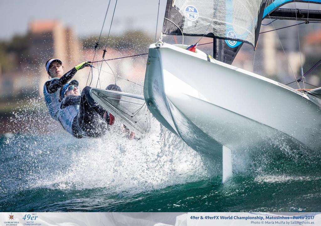 Race Day 3, 49erFx Worlds, Porto, Portugal photo copyright Maria Muina/Sailingshots taken at  and featuring the  class
