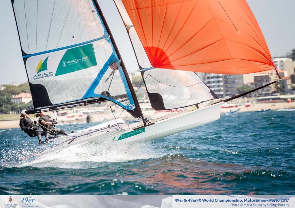 Race Day 3, 49erFx Worlds, Porto, Portugal photo copyright Maria Muina/Sailingshots taken at  and featuring the  class