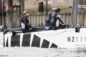 Act 5, Extreme Sailing Series Hamburg – Day 2 – A day of changing fortunes for NZ Extreme Sailing Team saw them drop from second after the penultimate race to finish the day in fifth. photo copyright  Lloyd Images taken at  and featuring the  class