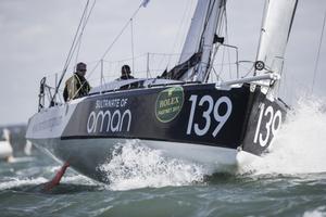 Sultanate of Oman Class40 race yacht skippered by Sidney Gavignet during the start of the 2017 Rolex Fastnet Race photo copyright Lloyd Images http://lloydimagesgallery.photoshelter.com/ taken at  and featuring the  class