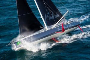The Imoca 60, Malizia, shows off her underwater appendages as she heads upwind – Rolex Fastnet Race photo copyright Quinag taken at  and featuring the  class