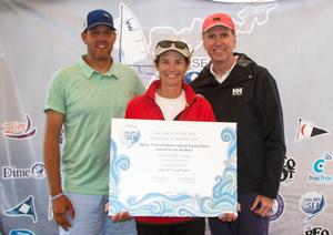 Regatta organizers of the Secor Volvo Fishers Island Sound Race receiving their Platinum Level Certification. From left to right regatta chairman Brandon Flack, sustainability lead Julia Cronin, and president of Sailors for the Sea, R. Mark Davis photo copyright  SVFISR taken at  and featuring the  class