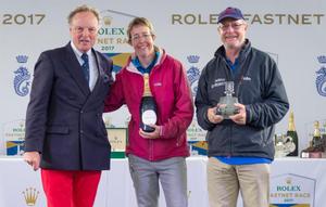 Deb Fish and Rob Craigie who won the mixed two handed prize and best yacht with a female skipper – Rolex Fastnet Race photo copyright  Rolex / Carlo Borlenghi http://www.carloborlenghi.net taken at  and featuring the  class