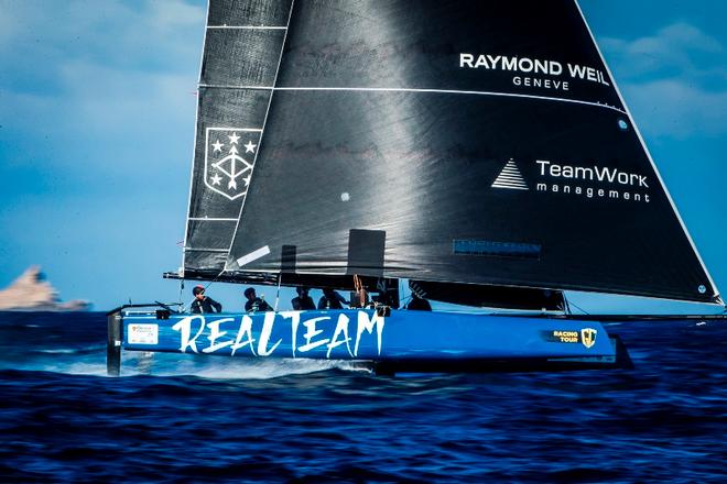 Day 2 – Yesterday's leader, Realteam, sank to fourth overall today – GC32 Orezza Corsica Cup © Jesus Renedo / GC32 Racing Tour
