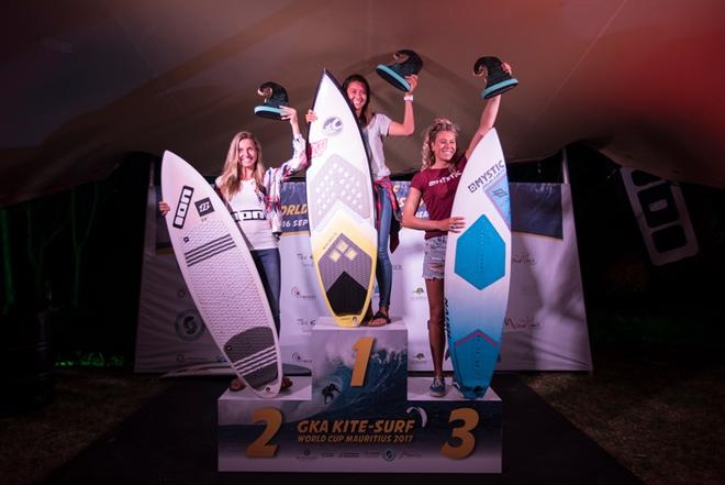 Women's championship podium – GKA Kite-Surf World Tour ©  Ydwer van der Heide