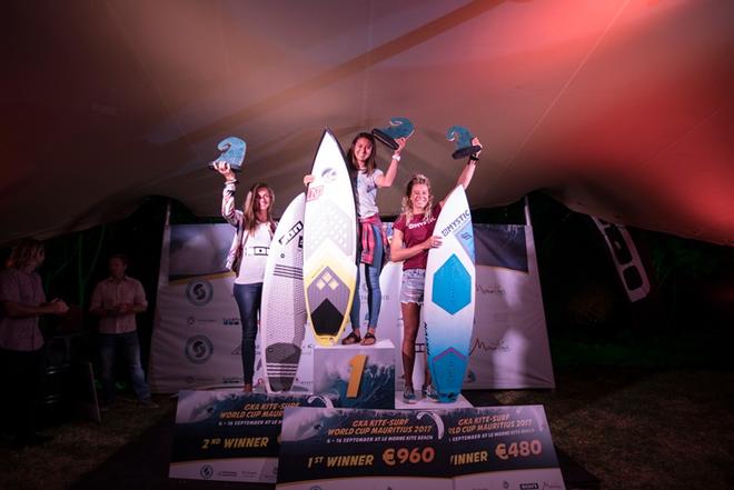 Mauritius women's podium – GKA Kite-Surf World Tour ©  Ydwer van der Heide