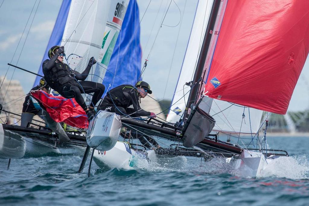 Micah Wilkinson and Olivia Mackay (NZL) - Day 2, Nacra 17 Worlds La Grande Motte, France photo copyright Nacra 17 World Championship taken at  and featuring the  class