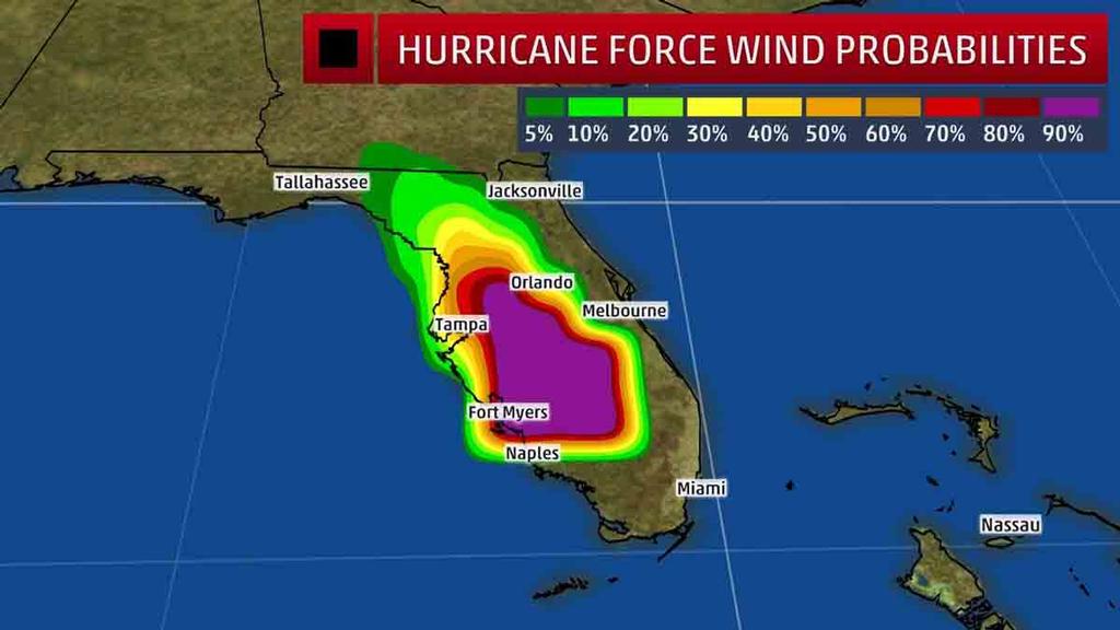 Hurricane-Force Wind Probabilities - The shaded colors represent the probability of any one location experiencing hurricane-force winds from Irma in the next five days. photo copyright The Weather Channel taken at  and featuring the  class