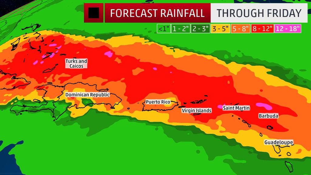 Rainfall Forecast Through Thursday - Localized higher amounts are possible. © The Weather Channel