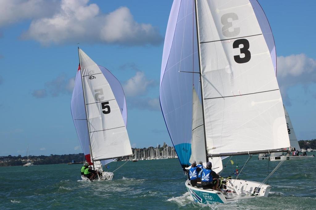 Maloney leads - Yachting Developments New Zealand Match Racing Championships - Day 3, 30 September, 2017 photo copyright Royal New Zealand Yacht Squadron http://www.rnzys.org.nz taken at  and featuring the  class
