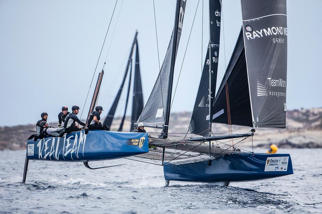 The Jérôme Clerc-skippered Realteam was fastest today in the ANONIMO Speed Challenge - 2017 GC32 Orezza  Corsica Cup photo copyright Jesus Renedo / GC32 Racing Tour taken at  and featuring the  class