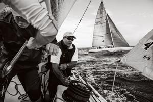 Action aboard Victory '83 at last year's 12 Metre North American Championship photo copyright Richard Schultz taken at  and featuring the  class