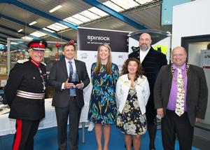 Spinlock are presented with their second Queen's Award - L-R: The Isle of Wight's Lord-Lieutenant Major General Martin White CB CBE JP; Spinlock CEO Chris Hill; Spinlock Operations Director Caroline Senior; Local Councillor Lora Peacey-Wilcox; High Sheriff Ben Rouse and Cowes Town Mayor Paul Fuller. photo copyright Spinlock taken at  and featuring the  class