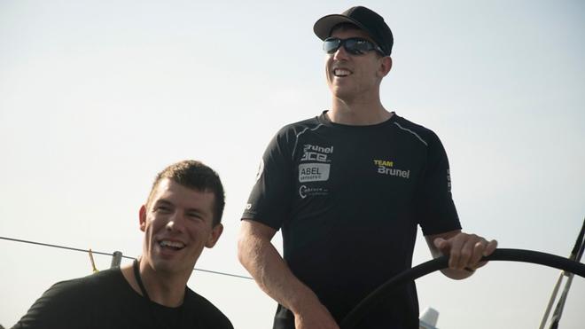 Prologue, Day 4 on-board Team Brunel. Peter Burling and Carlo Huisman enjoying the finish – Volvo Ocean Race ©  Rich Edwards / Volvo Ocean Race