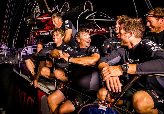 Leg 1 – Alicante to Lisbon arrivals. A happy team despite having an injury onboard – Volvo Ocean Race ©  Jesus Renedo / Volvo Ocean Race