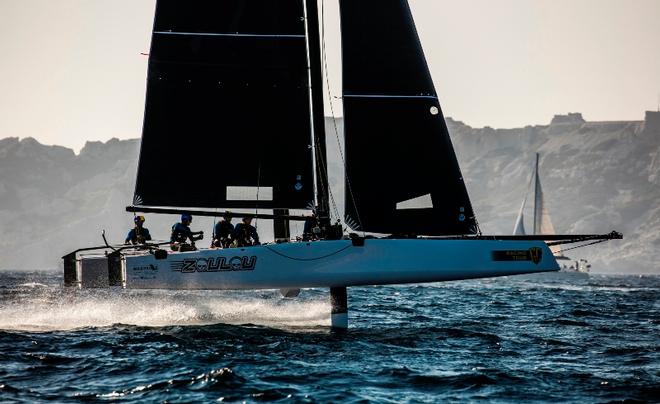 Erik Maris' Zoulou is the overall leader after day one of Marseille One Design ©  Jesus Renedo / GC32 Racing Tour