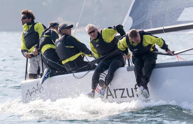 MAIDOLLIS with Carlo Fracassoli in helm and Enrico Fonda at tactics is the most consistent boat of the fleet in the first day of racing  - 2017 Melges 24 European Sailing Series © IM24CA/ZGN