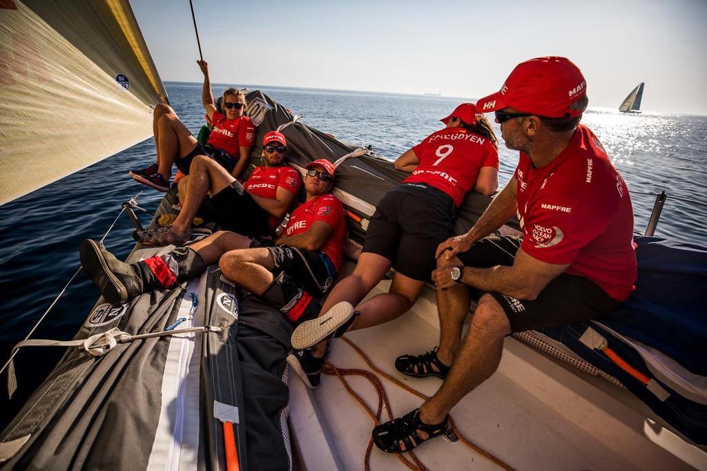 Prologue start on-board MAPFRE. Photo by Jen Edney/Volvo Ocean Race. 08 October, 2017 photo copyright Volvo Ocean Race http://www.volvooceanrace.com taken at  and featuring the  class